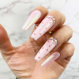 Handmade- Floral Freshener Chrome Press On Nails