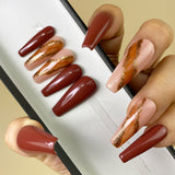 Handmade- Mahogany Brown Glossy Press On Nail Set
