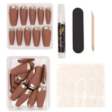 Instant Luxury Acrylic Press-On Nails- Golden Edge- Medium Coffin