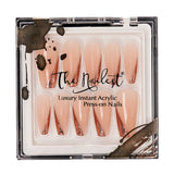 Instant Luxury Acrylic Press-On Nails- Rose Gold Glory- Medium Coffin