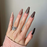 Instant Luxury Acrylic Press-On Nails- Earthy Multi Player- Medium Coffin