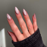 Handmade- Chiffon Layer Natural Cat Eye Effect Press On Nail Set