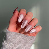 Handmade- Chiffon Layer Natural Cat Eye Effect Press On Nail Set