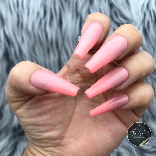 Handmade- Peach Bellini Ombre Glossy Ombre Press On Nail Set