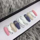 Handmade- Luv Crush Matte Multi Color Marble Press On Nail Set