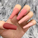 Handmade-Multi Maroon Red Solid Premium Quality Matte Press On Nail Set