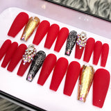 HM RTS (HANDMADE READY TO SHIP)- RED BLACK MATTE W CRYSTAL- C CURVE- PHOEBEE