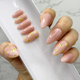 Handmade- Classic Soph Pink Base w/ Smiley Face Detail Press On Nail Set