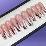 Handmade- Fudge Sundae, Brown and Cream Mixed Press On Nail Set