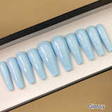 Handmade- Solid baby Blue Press On Nail Set- Glossy Or Matte