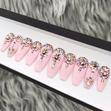 Handmade- Diamonds Forever Matte Crystals Press On Nail Set