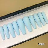 Handmade- Solid baby Blue Press On Nail Set- Glossy Or Matte