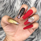 HM RTS (HANDMADE READY TO SHIP)- RED BLACK MATTE W CRYSTAL- C CURVE- PHOEBEE