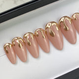 Handmade- Drip-Drip, Gold Drip Detail Press On Nail Set