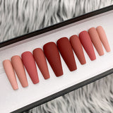 Handmade-Multi Maroon Red Solid Premium Quality Matte Press On Nail Set