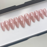 Handmade- Solid Soph Pink Donut Glazed Chrome Press On Nail Set