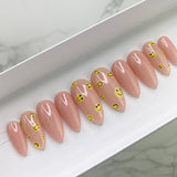 Handmade- Classic Soph Pink Base w/ Smiley Face Detail Press On Nail Set
