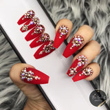 Handmade- Diamonds Forever Matte Crystals Press On Nail Set
