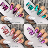 Handmade- Magenta, Jade, Lilac, Rosie Chrome Marble Bling Crystal Press On Nail Set