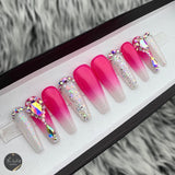 HANDMADE- WHITE OPAL NEON OMBRE W/BLING GLOSSY NEON OMBRE IRIDESCENT GLITTER W/BLING ACCENT CHOOSE FROM 5 COLORS