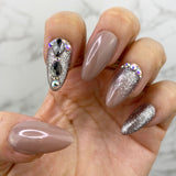 Handmade- Sand Stone- Glitter and Crystal Mixed Press On Nails
