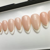 Handmade- Gold Smile Line, French with Gold Line Press On Nails