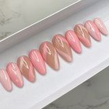 Handmade- Zen Wave, Pink And Nude Press On Nails