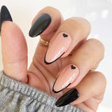 Handmade- Cutie Pie Heart, Pick One! (Black or Pink) Press On Nail Set