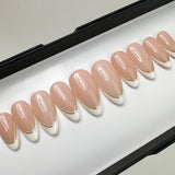 Handmade- Gold Smile Line, French with Gold Line Press On Nails