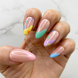 Handmade- Happy Face, Multi Pastel Color Press On Nail Set