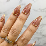 Handmade- Gold Goddess, Gold and Honey Base Press On Nail Set