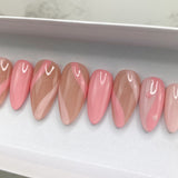 Handmade- Zen Wave, Pink And Nude Press On Nails