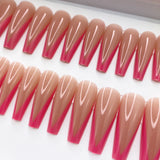 Instant Glam-Dark Nude Deep V Pinkish French Glossy C-Curve Long Coffin Press On Nail Set