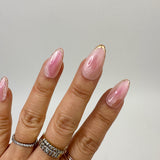Handmade- Blush Bloom, Pink Marble and Gold Detail at Tipping Press On Nail Set