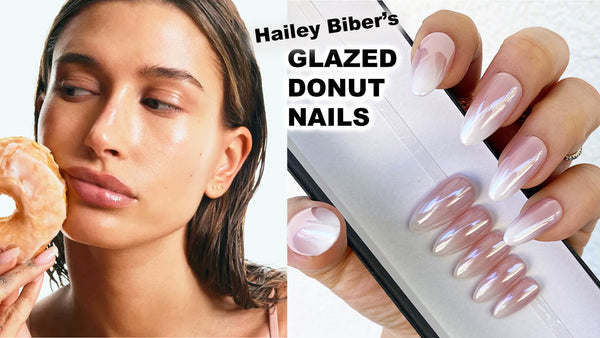 Hailey Bieber's 'Glazed Donut' Nails Look
