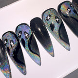 Handmade- Galaxy Ghost Halloween Press On Nails
