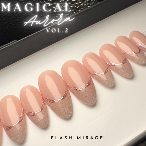 Handmade- Magical Aurora Collection- Flash Mirage Glitter French Press On Nail Set