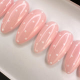 Handmade- Pink Poppy Dots, Pink Base with White Polka Dots Press On Nail Set
