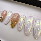 Handmade- Sea Shells Melody Press On Nail Set.