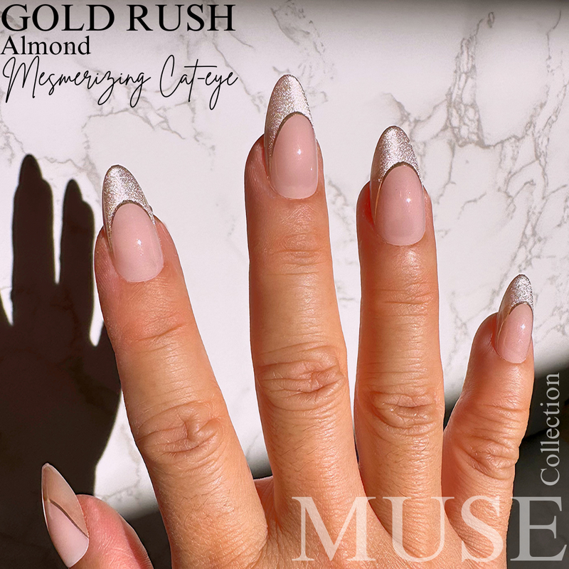 Instant Luxury Acrylic Press-On Nails- Gold Rush- Almond