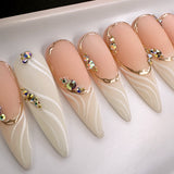 Handmade- LOVE EDIT- Glow Within White French Swirl Press On Nail Set