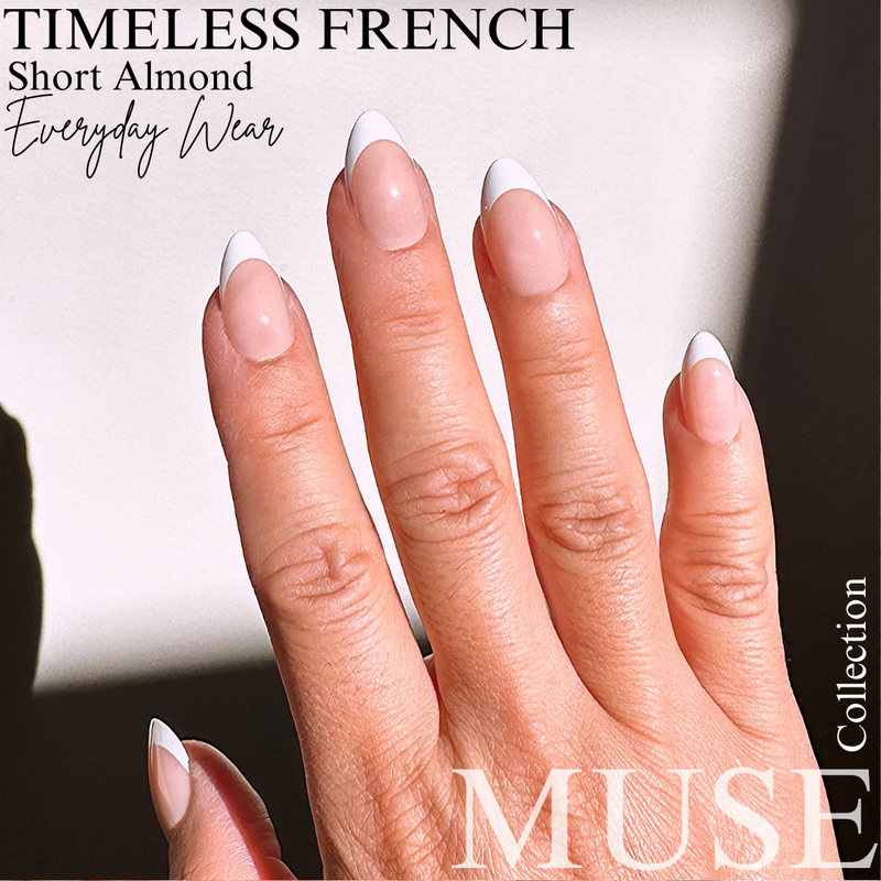 Instant Luxury Acrylic Press-On Nails- Timeless French, Short Almond