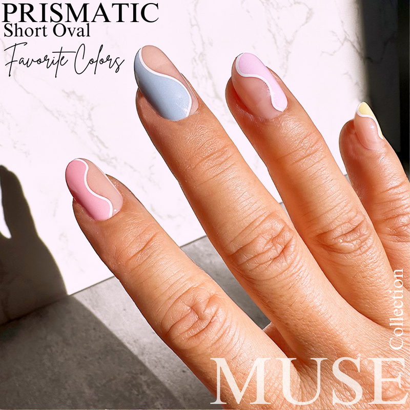 Instant Luxury Acrylic Press-On Nails- Prismatic, Short Oval