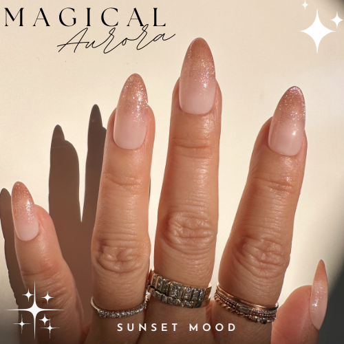 Handmade- Magical Aurora Collection- Sunset Mood Cat-eye Ombre Press On Nail Set