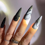 Handmade- Venom Black Swirl Halloween Press On Nail Set
