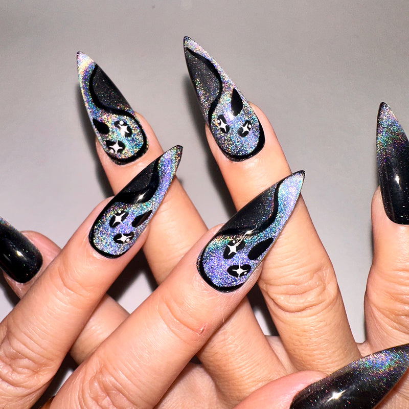 Handmade- Galaxy Ghost Halloween Press On Nails