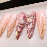Handmade- LOVE EDIT- Promise In Bloom Flower Press On Nail Set