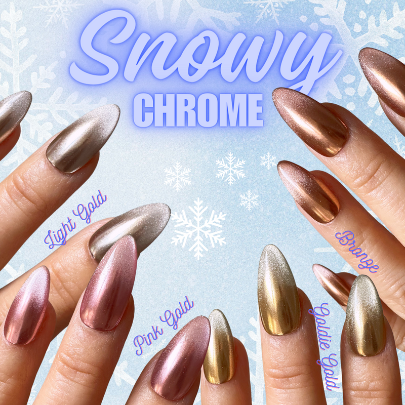 Handmade- Snowy Chrome- Beautiful Chrome Ombre Press On Nails- Choose One Color