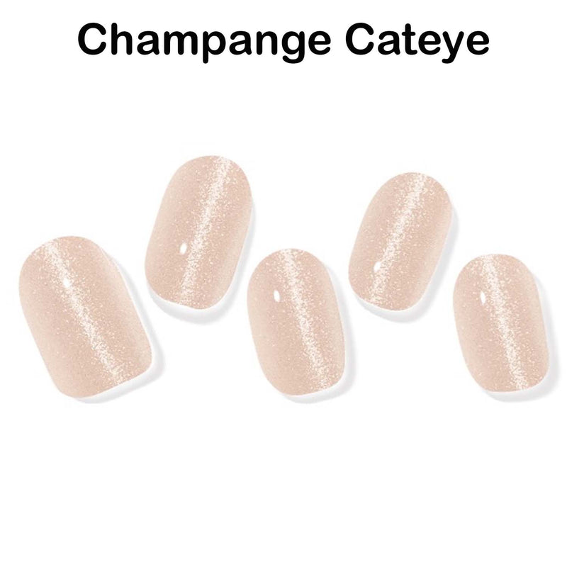 Instant Gel Manicure- Champagne Cateye, Semi-Cured Gel Nail Wrap