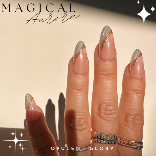 Handmade- Magical Aurora Collection- Opulent Glory Press On Nails